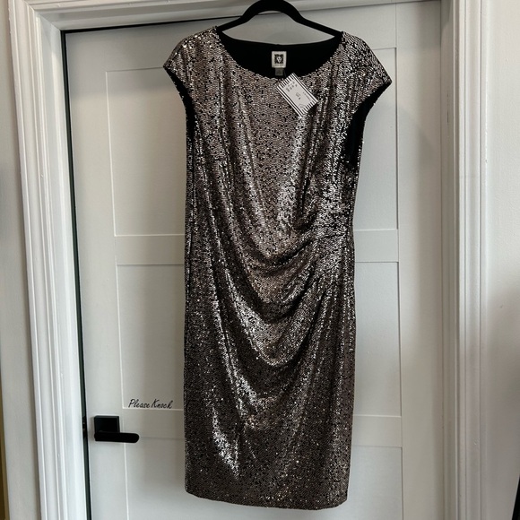 Anne Klein Shimmer gold and black Dress size 16 - Picture 1 of 3